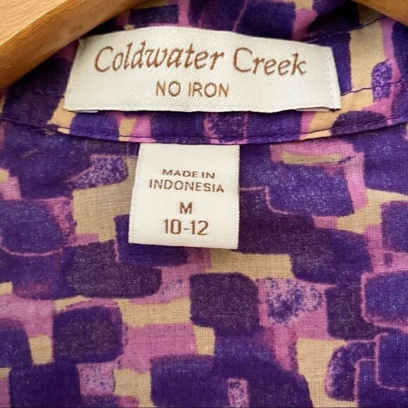 Coldwater Creek M 10* Purple 100% Cotton Button-Up Workwear Casual No Iron Shirt - Picture 7 of 9